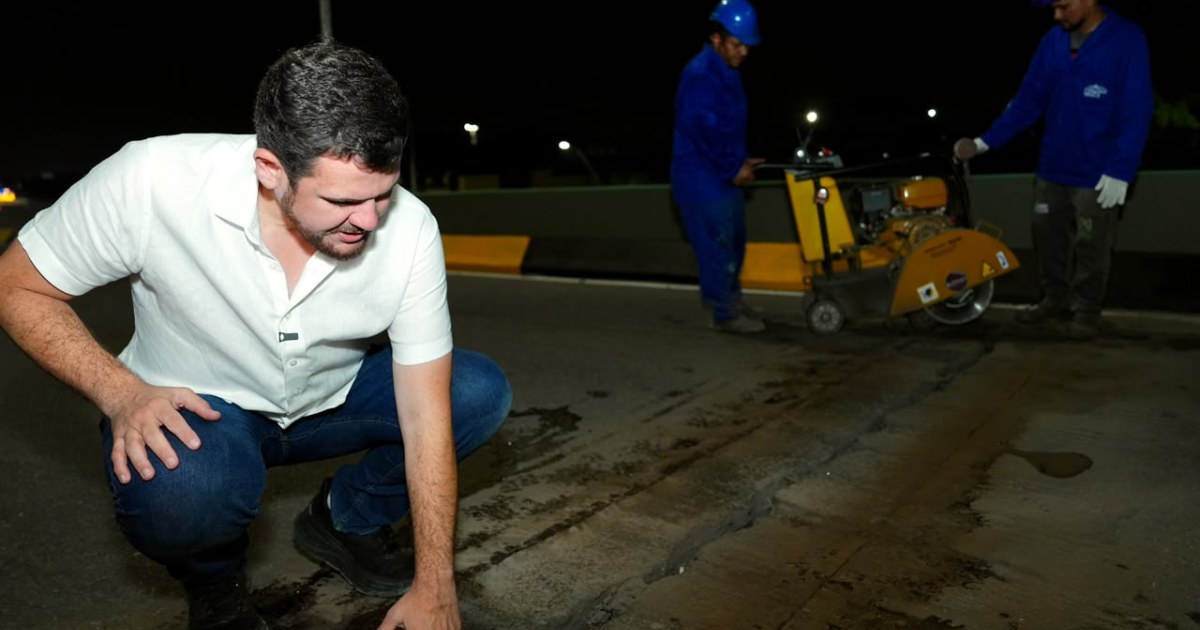 Antes da pintura, viaduto Ayrton Senna passa por correções em juntas, fissuras e drenagem